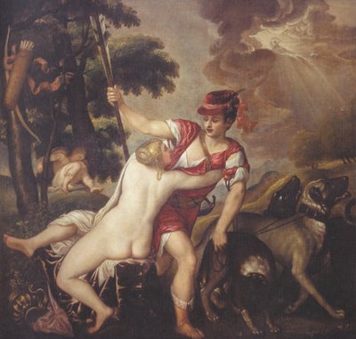 Venus and Adonis by Tiziano Vecelli